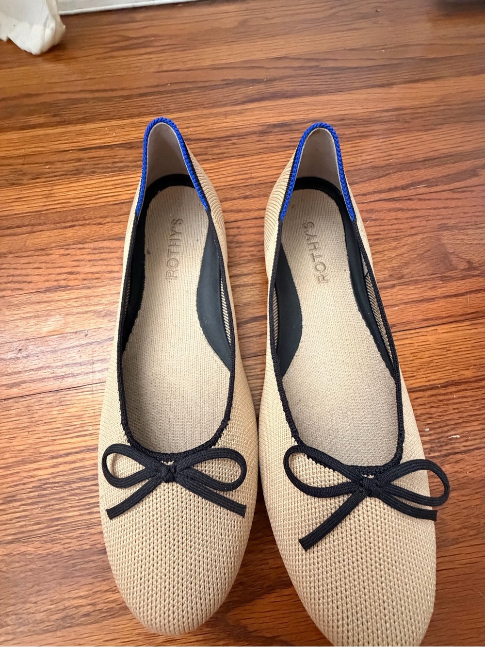 Rothy's Beige Knit Ballet Flats with Black Trim - Picture 5 of 5